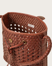 Woven Leather Cross-Body Bag, , large