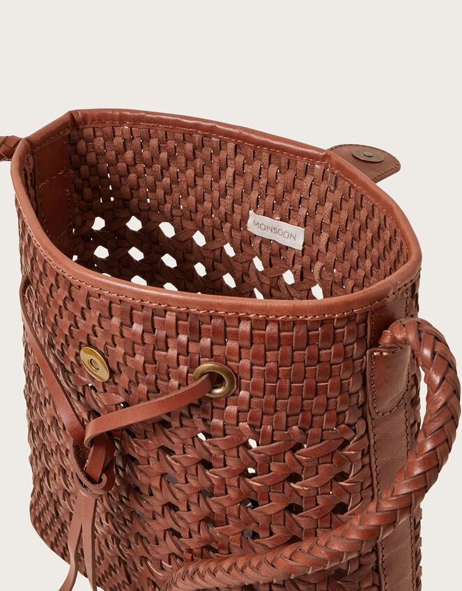 Woven Leather Cross-Body Bag, , large