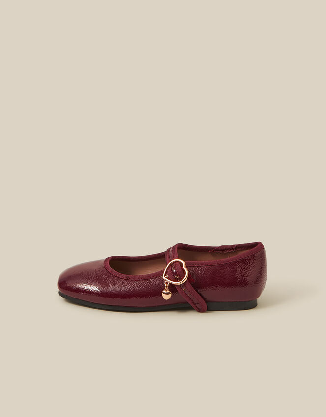 Patent Mary Jane Ballet Flats, Red (BURGUNDY), large