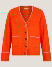Oona Oversized V-Neck Cardigan, Orange (ORANGE), large