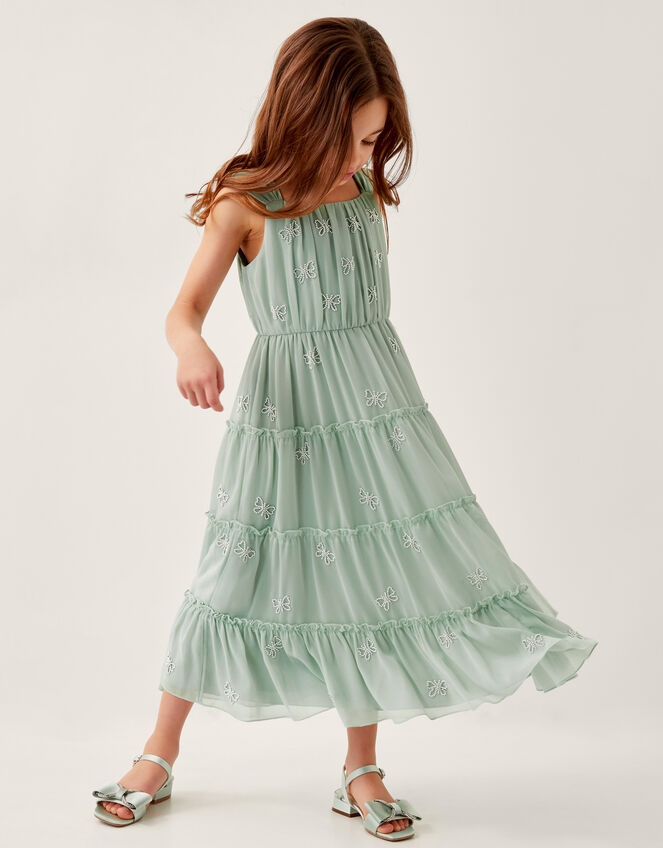 Farfalla Butterfly Bead Tiered Dress, Green (SAGE), large