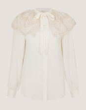 Cora Lace Collar Blouse, Ivory (IVORY), large