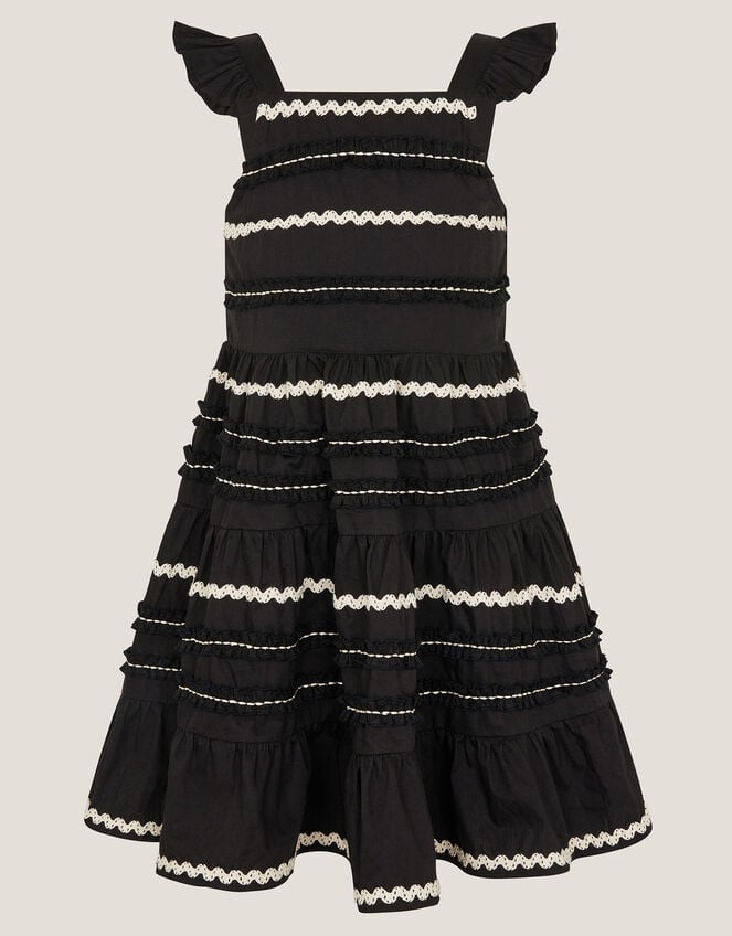 Frilly Ric Rac Sundress, Black (BLACK), large