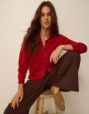 Carey Cable Knit Cardigan, Red (RED), large