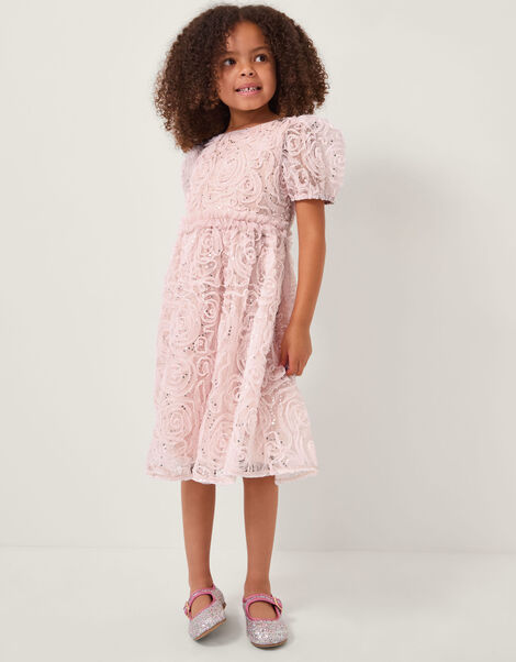 Constance Appliqué Rose Party Dress, Pink (PINK), large