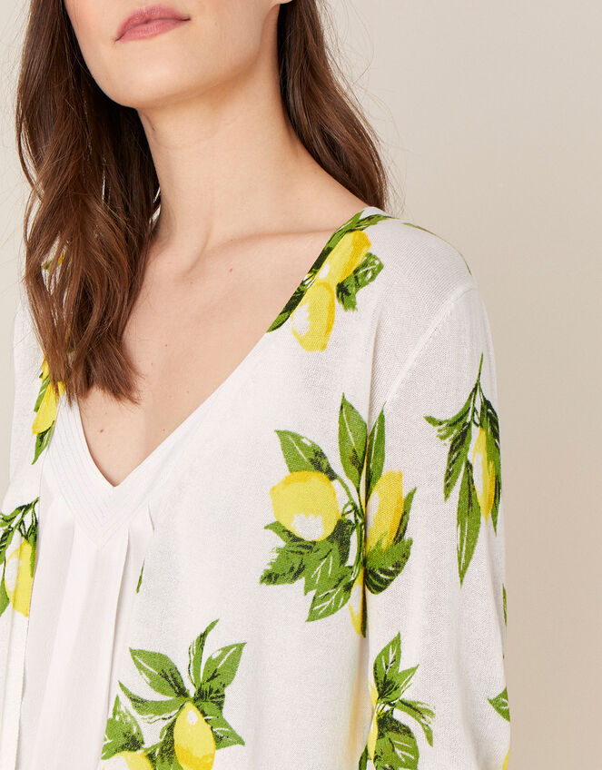Lemon Print Cardigan , Ivory (IVORY), large