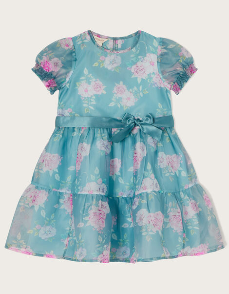Printed Organza Dress, Blue (BLUE), large