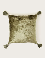 Crinkle Velvet Cushion, Green (GREEN), large