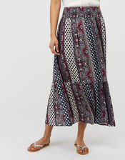 Aditi Printed Midi Skirt in LENZING™ ECOVERO™, Blue (NAVY), large