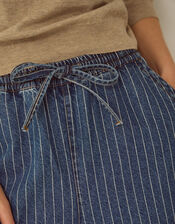 Katja Drawstring Pinstripe Barrel Jeans, Blue (MID AUTHENTIC BLUE), large