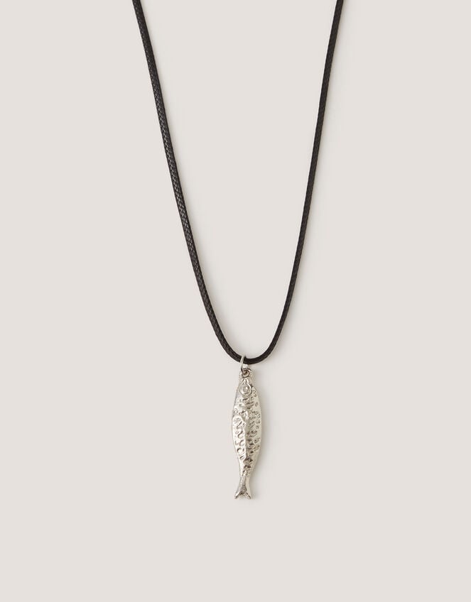 Fish Pendant Cord Necklace, , large