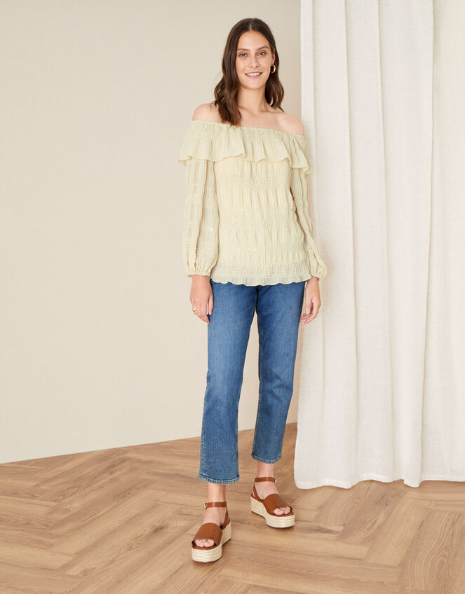 Plain Off-Shoulder Top, Cream (CREAM), large