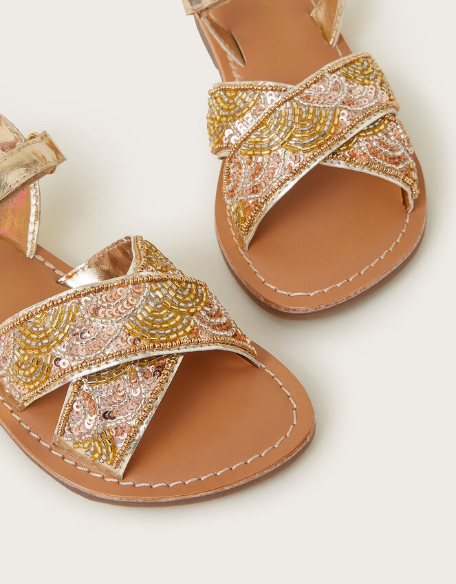 Embellished Metallic Sandals, Multi (MULTI), large