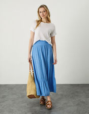 Boho Foil Maxi Tier Skirt, Blue (BLUE), large