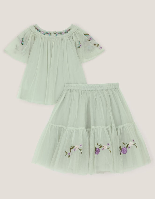 Amina Floral Tulle Top & Skirt Set, Green (SAGE), large