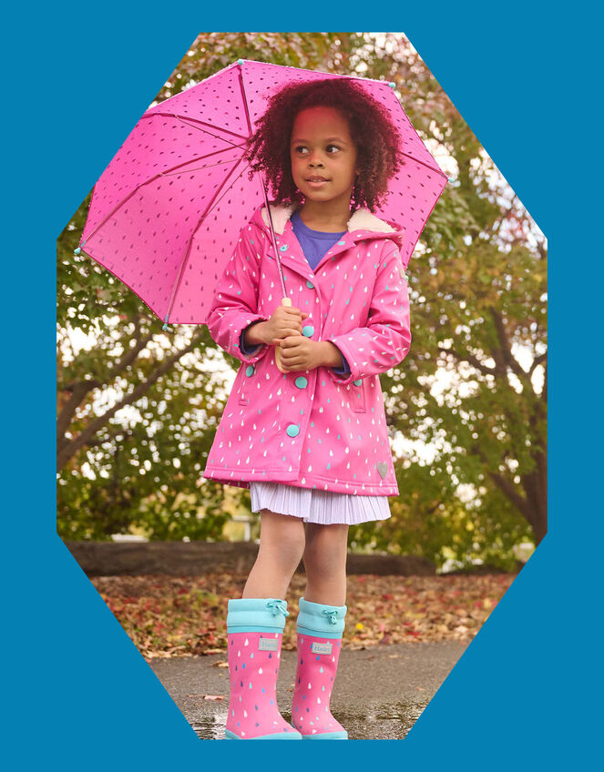 Hatley Rain Drop Colour Changing Coat, Pink (PINK), large