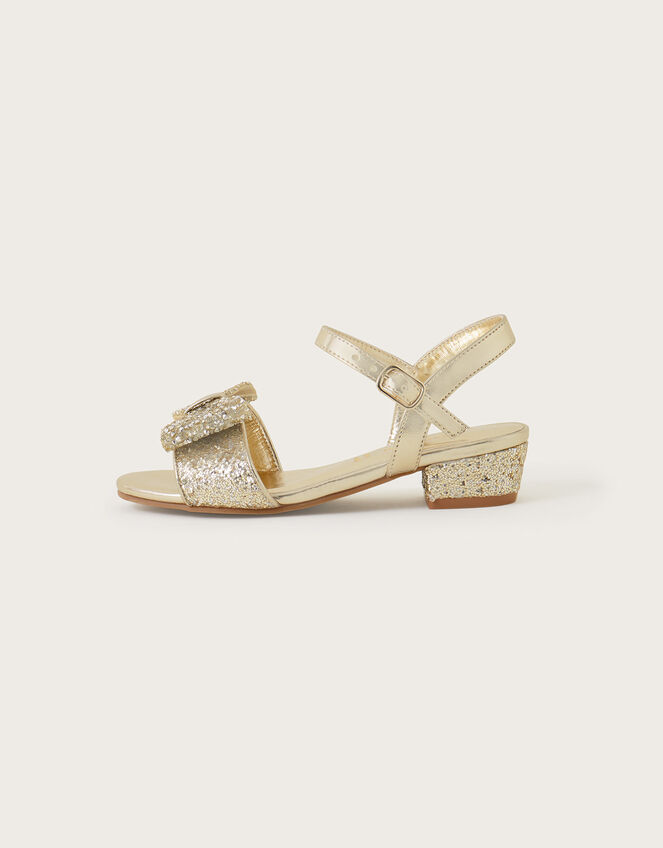 Dazzle Bow Glitter Sandals, Gold (GOLD), large