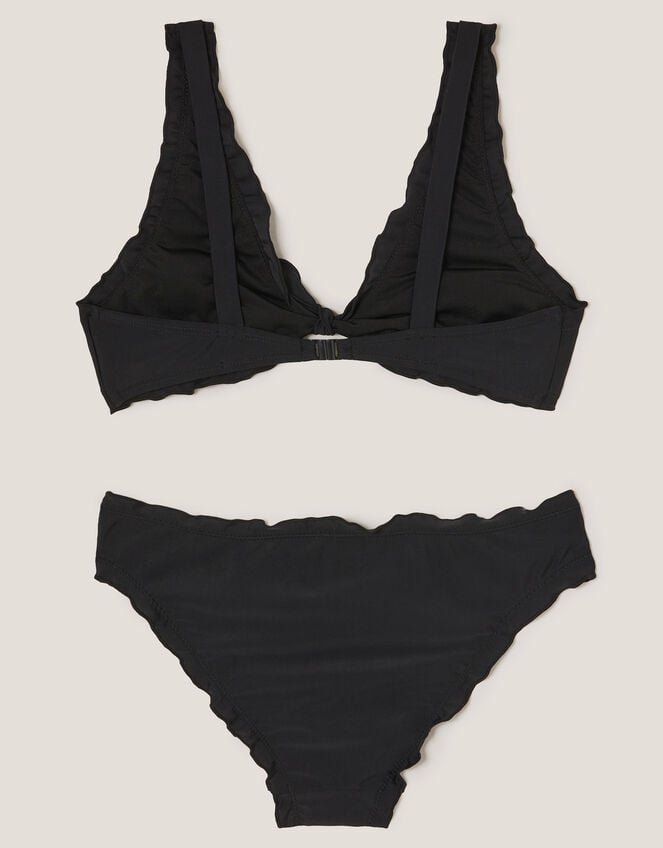 Embroidered Frill Bikini Set, Black (BLACK), large