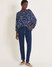 Neva Artisan Blouson Blouse, Blue (NAVY), large