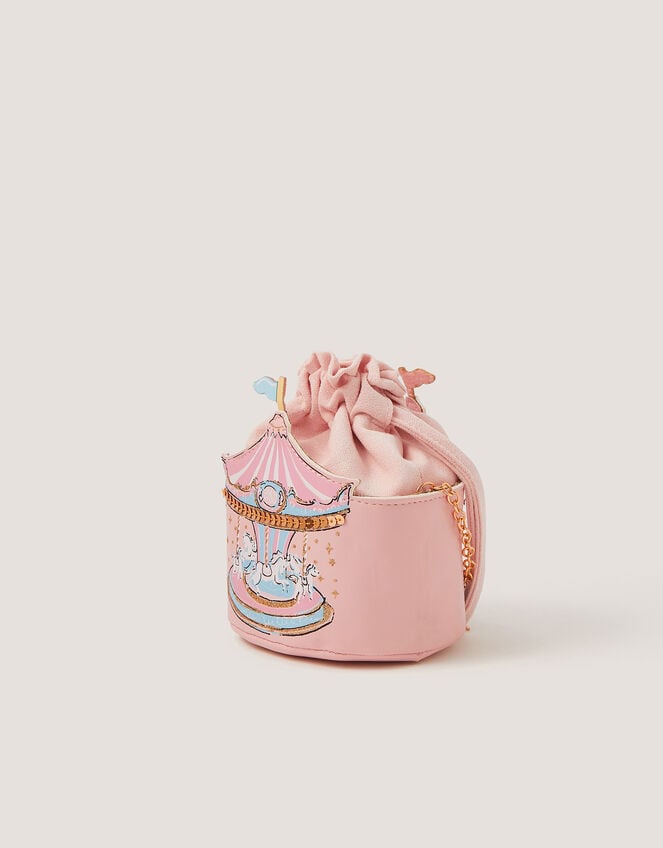 Carousel Print Drawstring Crossbody Bag, , large
