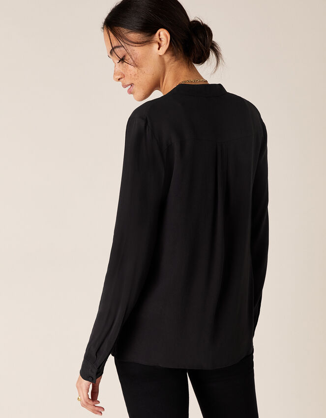 Gold Button Blouse with LENZING™ ECOVERO™, Black (BLACK), large