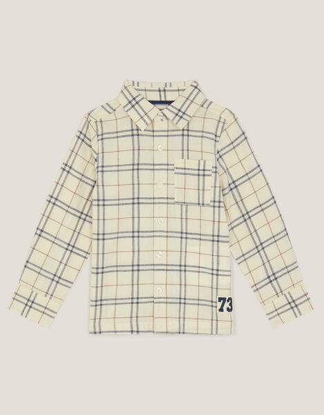 Check Print Shirt, Natural (STONE), large