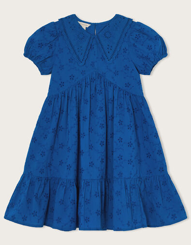 Broderie Point Collar Dress Blue, Blue (BLUE), large