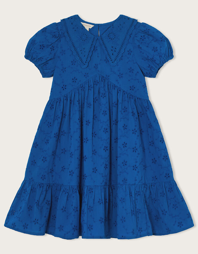 Broderie Point Collar Dress, Blue (BLUE), large