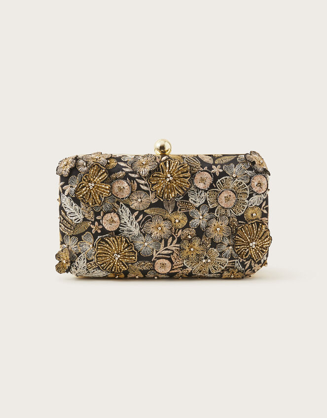 Metallic Bouquet Box Clutch, , large