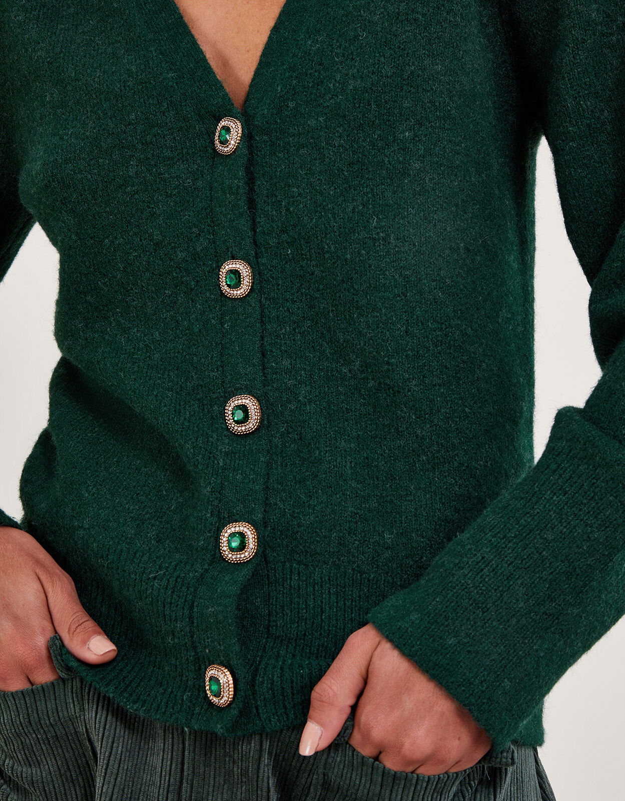 Green outlet button cardigan