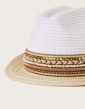 Embellished Trilby Hat, Natural (NATURAL), large