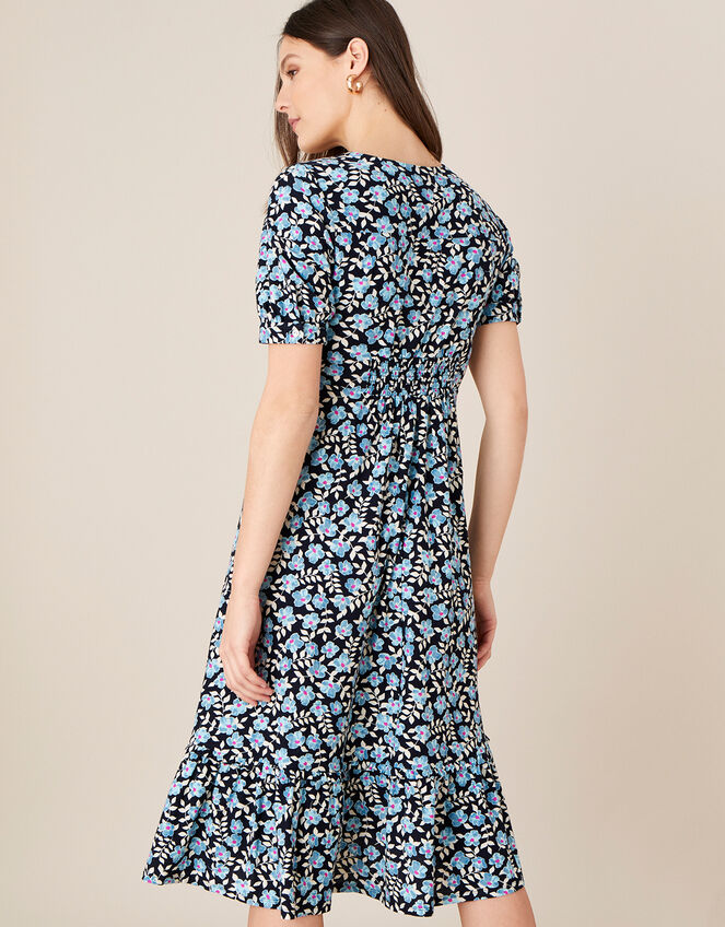 Athena Floral Print Midi Dress, Blue (BLUE), large