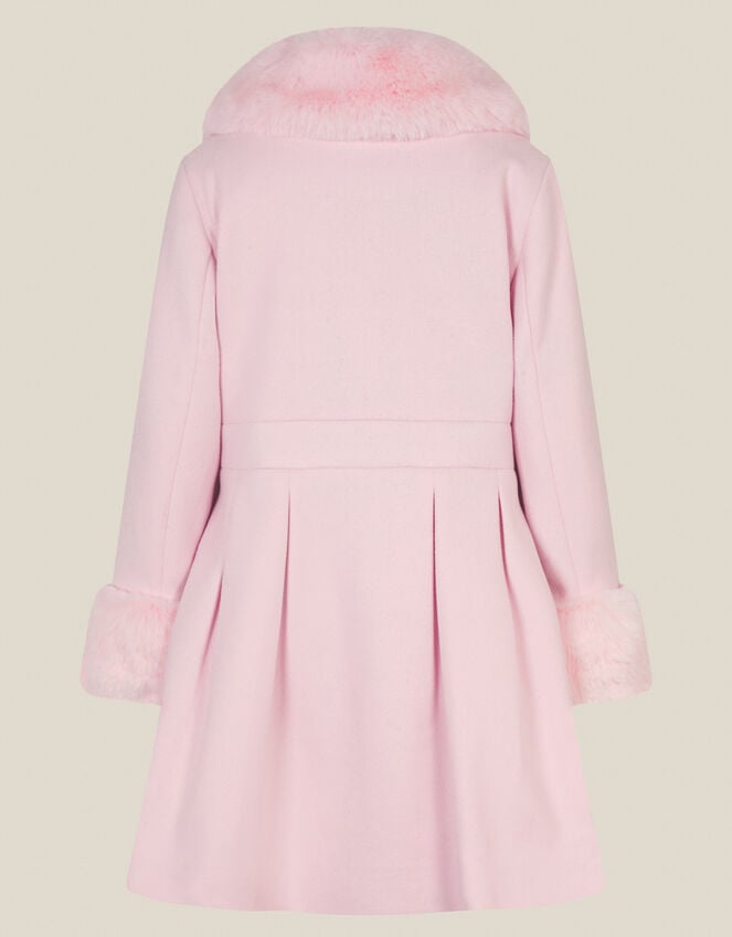 Isabella Faux Fur Collar Coat, Pink (PINK), large