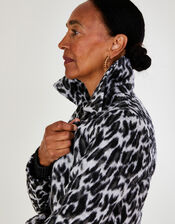 Annie Animal Print Biker Jacket, Gray (GREY), large