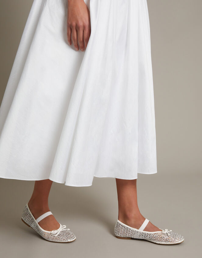 Adia Diamante Mesh Ballet Flats, Ivory (IVORY), large