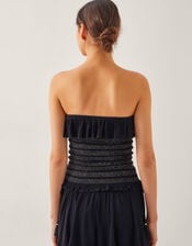 Heidi Smocked Ruffle Bandeau Top, Black (BLACK), large