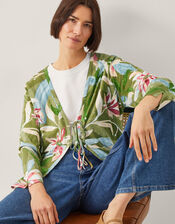 Piper Linen Blend Tie Top, Green (KHAKI), large