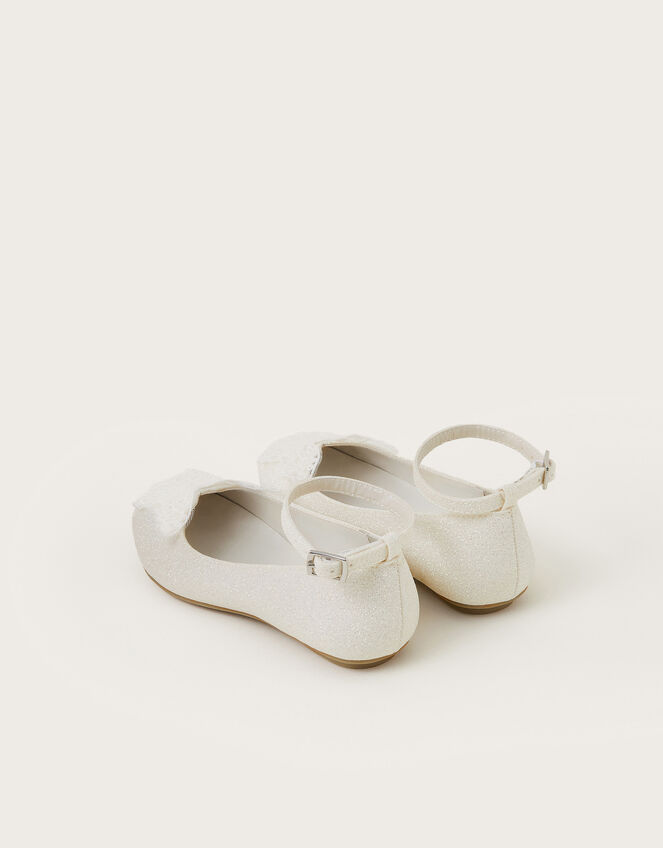 Lace Butterfly Glitter Ballet Flats, Ivory (IVORY), large