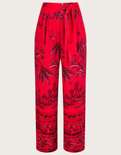 Pedra Palm Print Trousers, Red (RED), large