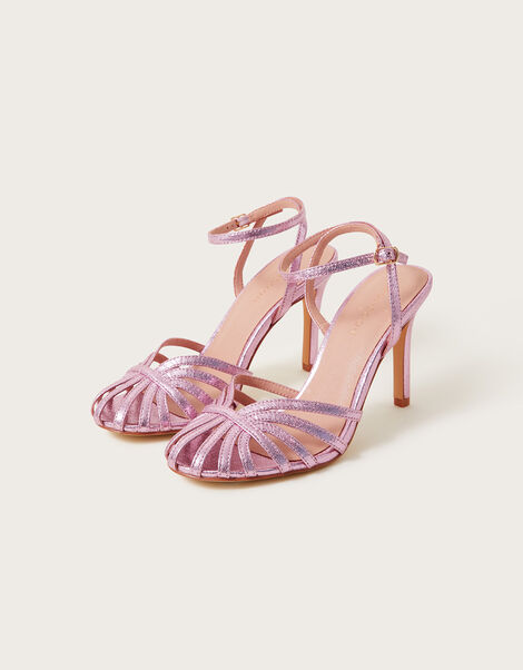 Caged Metallic Heels, Pink (PINK), large
