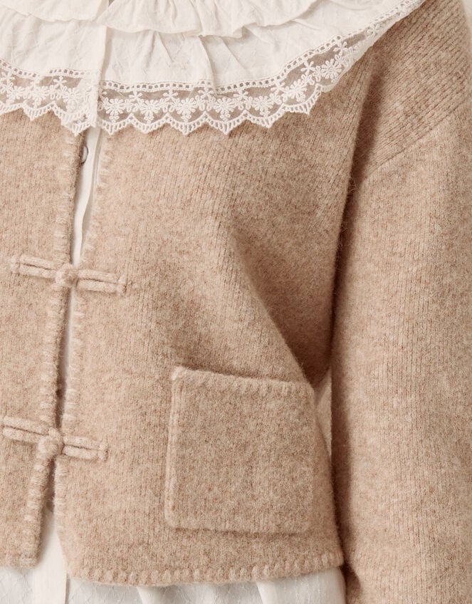 Neve Knot Button Cardigan, Natural (NATURAL), large