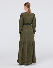 Scotch and Soda Bird Printed Maxi Dress, Green (OLIVE), large
