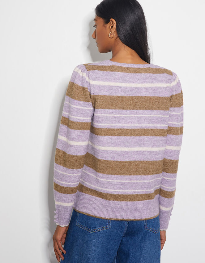 Simone Stripe Sweater, Purple (LILAC), large