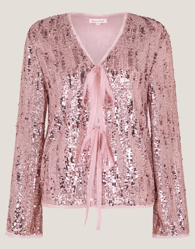 Tabi Tie Sequin Jacket, Pink (PINK), large