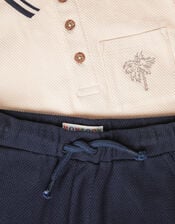 Palm Jersey Polo Shirt & Shorts Set, Natural (STONE), large