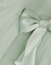 Winnie Satin Bow Party Dress, Green (SAGE), large