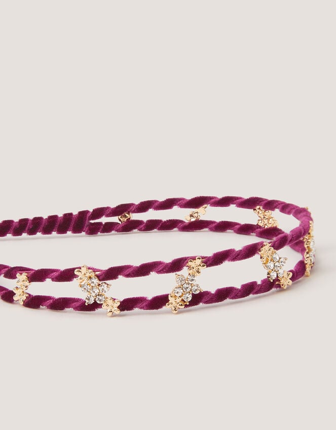 Ruby Floral Embellished Twisted Headband, , large