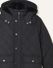 Quilted Hooded Coat, Black (BLACK), large