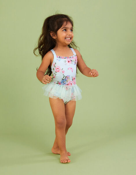 Baby Posey Floral Skirt Swimsuit, Green (MINT), large