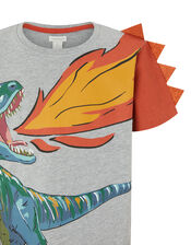 Felix Fire Printed Dinosaur T-shirt, Grey (GREY), large